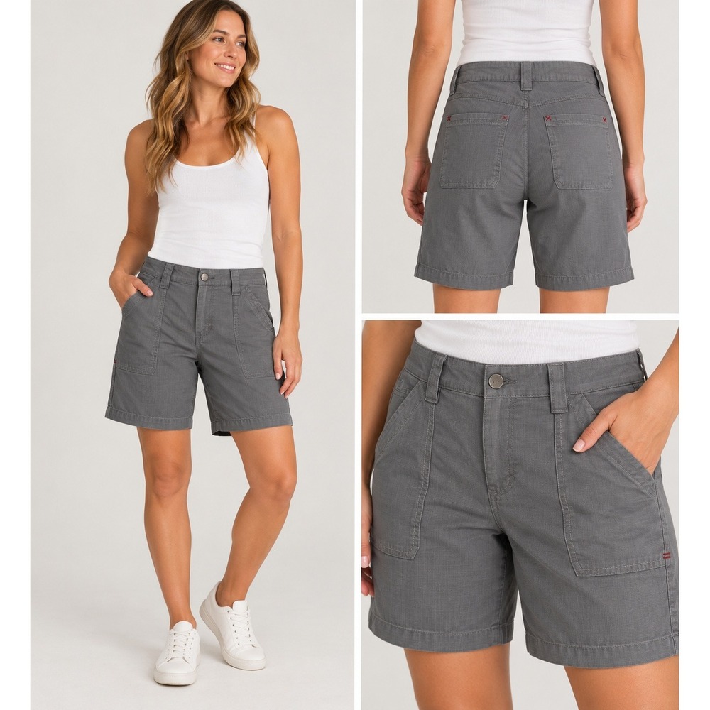 Toad&Co Bermuda Shorts Womens 10 Gray Organic Cotton Tencel Hiking Gorpcore